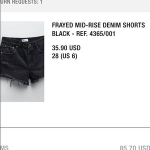 Zara frayed mid rise denim short